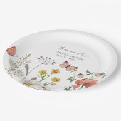 エレガントな水彩の野生の花のブライダルシャワー ペーパープレート (アングル)