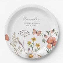 エレガントな水彩の野生の花のブライダルシャワー