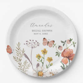 エレガントな水彩の野生の花のブライダルシャワー ペーパープレート