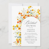 エレガントな水彩の野生の花のブライダルシャワー 招待状 (正面)