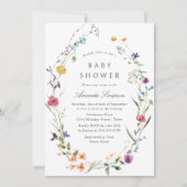 エレガントな水彩の野生の花のベビーシャワー 招待状 (正面)