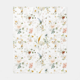 エレガントな水彩の野生の花の庭 フリースブランケット