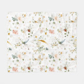 エレガントな水彩の野生の花の庭 フリースブランケット (正面(横))