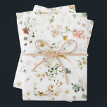 エレガントな水彩の野生の花の庭 ラッピングペーパーシート<br><div class="desc">美しい水彩で描かれた、気まぐれな野生の花の庭のテーマで、思い切って冒険してみましょう。結婚式、誕生日、母の日、ブライズシャワーなど、さまざまなギフトをラッピングするのに最適です</div>