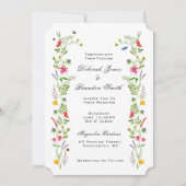 エレガントな水彩の野生の花の結婚式招待状 案内状 (正面)