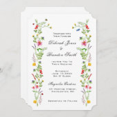 エレガントな水彩の野生の花の結婚式招待状 案内状 (正面/裏面)