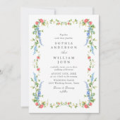 エレガントな水彩の野生の花の花束 ウェディング 招待状 (正面)