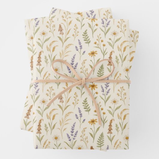 エレガントな水彩の野生の花の草原の花 ラッピングペーパーシート (インサイチュ)