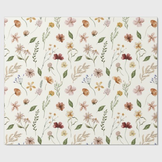 エレガントな水彩の野生の花園ラッピングペーパー ラッピングペーパー (フラット)