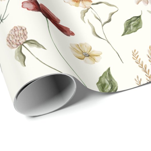 エレガントな水彩の野生の花園ラッピングペーパー ラッピングペーパー (ロールコーナー)