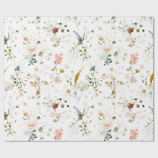 エレガントな水彩の野生の花園 ラッピングペーパー (フラット)