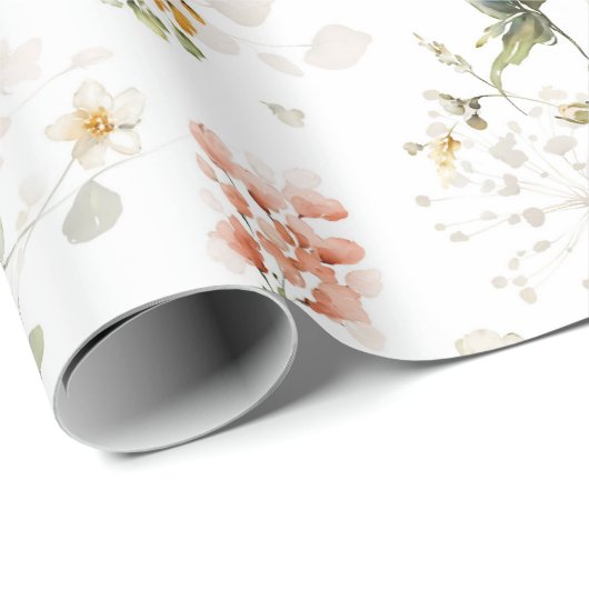 エレガントな水彩の野生の花園 ラッピングペーパー (ロールコーナー)