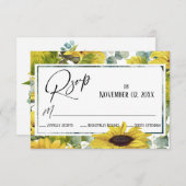 エレガントな水彩ひまわりとユーカリ 出欠カード (正面/裏面)