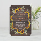 エレガントな水彩ひまわりウッドベイビーシャワー 招待状 (スタンド正面)