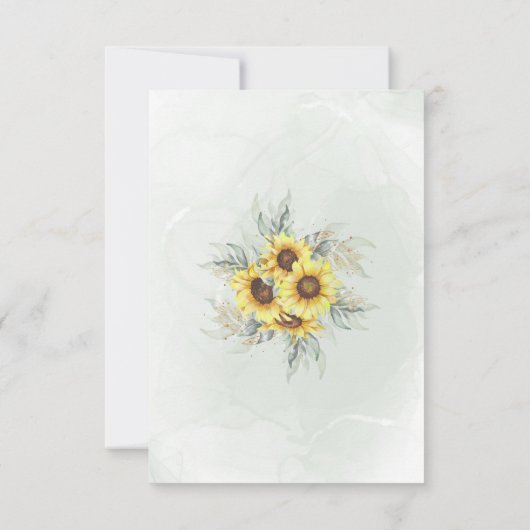 エレガントな水彩ひまわりグリーン ブライダルシャワー サンキューカード (裏面)