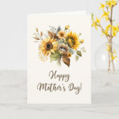エレガントな水彩ひまわり母の日カード カード (黄色い花)
