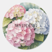 エレガントな水彩アジサイの結婚式 ラウンドシール (正面)