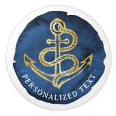 エレガントな水彩アンカー ネイビーブルー セラミックノブ (正面)