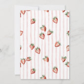 エレガントな水彩イチゴの女の子ベビーシャワー 招待状 (裏面)