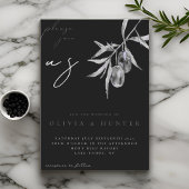 エレガントな水彩オリーブの枝のウェディング招待状