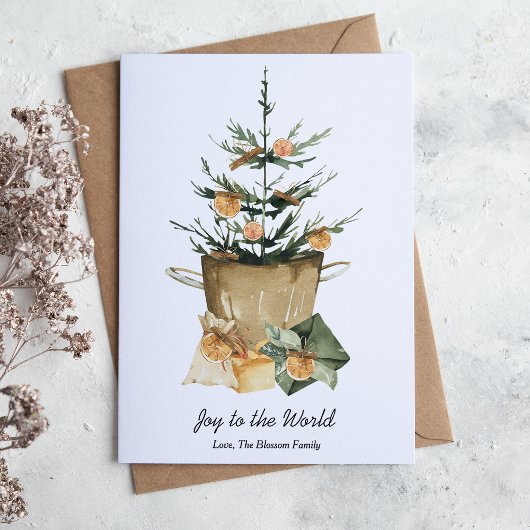 エレガントな水彩オレンジのスライス シナモン フラット シーズンカード