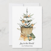 エレガントな水彩オレンジのスライス シナモン フラット シーズンカード (正面)