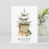 エレガントな水彩オレンジのスライス シナモン フラット シーズンカード (スタンド正面)