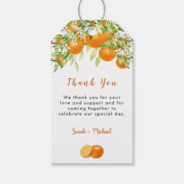 エレガントな水彩オレンジのベビーシャワーお礼カード ギフトタグ