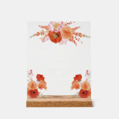 エレガントな水彩オレンジの花のウェルカムウェディング アクリルサイン (正面)