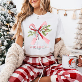 エレガントな水彩クリスマスのヤドリギ カスタムデザイン Tシャツ