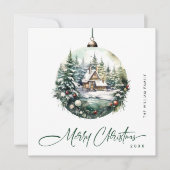 エレガントな水彩クリスマスオーナメントの挨拶 シーズンカード (正面)