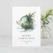 エレガントな水彩クリスマスオーナメントの挨拶 シーズンカード (スタンド正面)