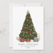 エレガントな水彩クリスマスツリーカード シーズンカード (正面)