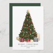 エレガントな水彩クリスマスツリーカード シーズンカード (正面/裏面)