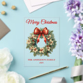 エレガントな水彩クリスマスリース ホリデー アクリル招待状 (インサイチュ (ウェディング))