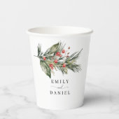 エレガントな水彩クリスマス紙コップ 紙コップ (裏面)