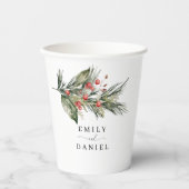 エレガントな水彩クリスマス紙コップ 紙コップ (正面)