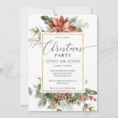 エレガントな水彩クリスマス パーティー 招待状 (正面)