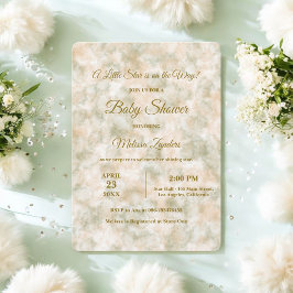 エレガントな水彩グリーンとテラコッタのベビーシャワー 招待状