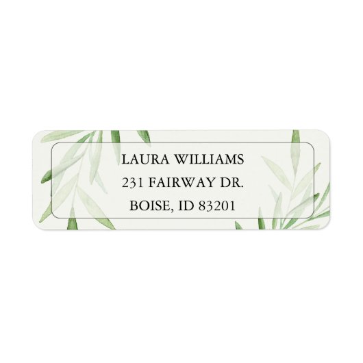 エレガントな水彩グリーンのブライダルシャワー ラベル (正面)