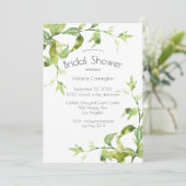 エレガントな水彩グリーンのブライダルシャワー 招待状 (スタンド正面)