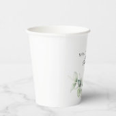 エレガントな水彩グリーンのブライダルシャワー 紙コップ (右)