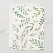 エレガントな水彩グリーンのリース ウェディング 招待状 (裏面)