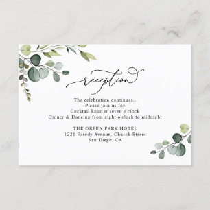 エレガントな水彩グリーンの結婚式の披露宴 エンクロージャーカード