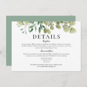 エレガントな水彩グリーンの結婚式の詳細 招待状 (正面/裏面)