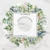 エレガントな水彩グリーンの結婚式ワイングラスタグ ワイングラスタグ (正面)