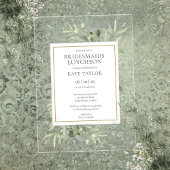 エレガントな水彩グリーンの花嫁の友人ランチョン アクリル招待状