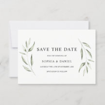 エレガントな水彩グリーンの葉のウェディング