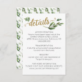 エレガントな水彩グリーンウェディングの詳細 エンクロージャーカード (正面/裏面)