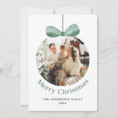 エレガントな水彩グリーンボー クリスマス ファイブ フォト (正面)